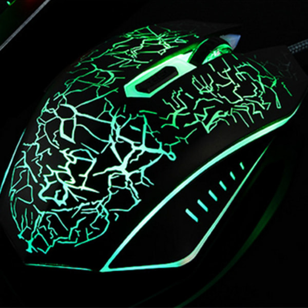 Spelmus med sladd, USB optisk datormus med RGB-bakgrundsbelysning, 4 justerbar DPI ergonomisk spelare bärbar datormus - svart