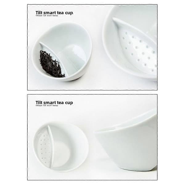 Vippe-til-bryg tekop med si, nem tebrygger til løs te, 2-i-1 porcelæns tekop med si Green