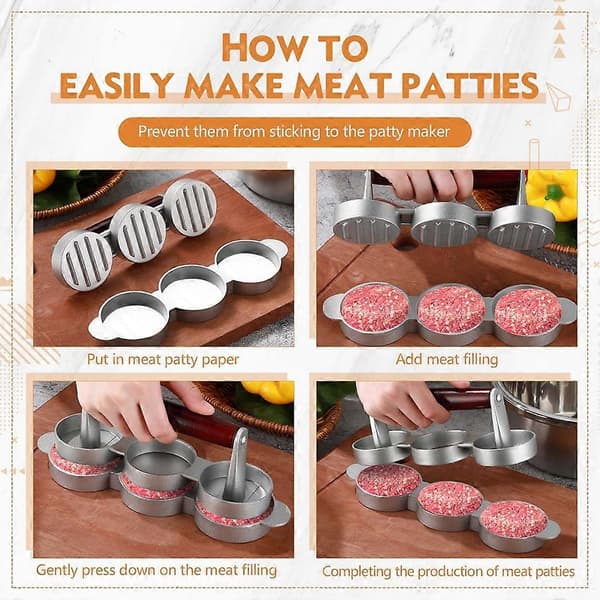 Mini Burger Lille Kød Patty Maker Rund Form Patty Maker til Mini Hamburger, Barbecue, Picnic, Ca