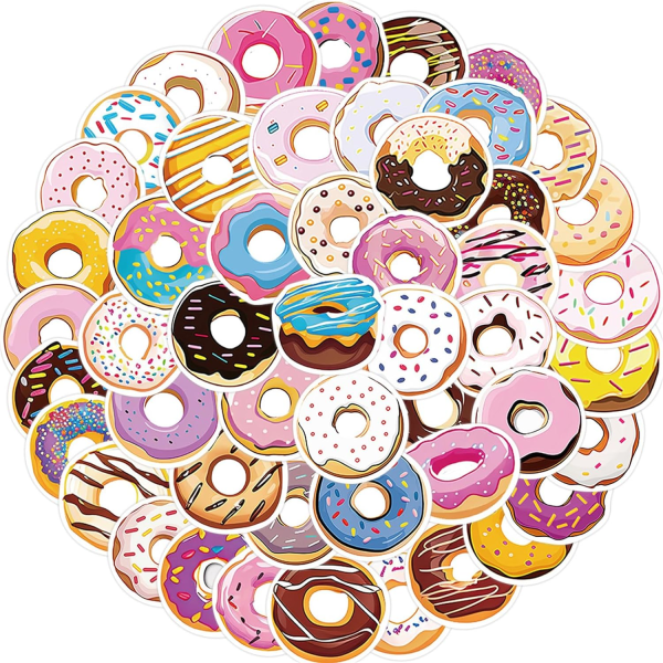 50 st Donut Estetiska klistermärken, söt söt mat för flickor Vattentät laptop klistermärken för vattenflaska, DIY klistermärken dekoration för sovrum