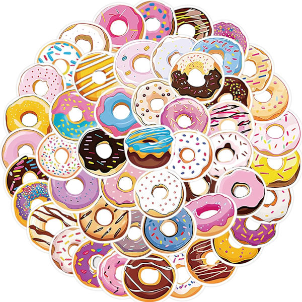 50 st Donut-klistermärken, söta söta matklistermärken för flickor Vattentäta bärbara klistermärken för vattenflaska, DIY-klistermärken Dekoration för sovrum