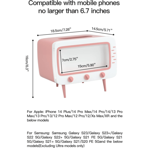 Söt TV-formad servetthållare med retrodesign, multifunktionell servetthållare för kök, sovrum, kontor, vardagsrum, badrum, rosa