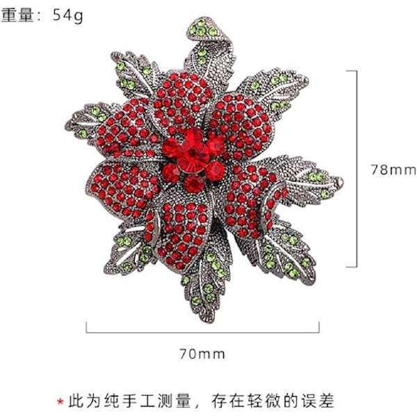 Retro Blomformade Broscher Bling Diamantprickade Romantiska Blom Broschnålar för Kvinnor Flickor