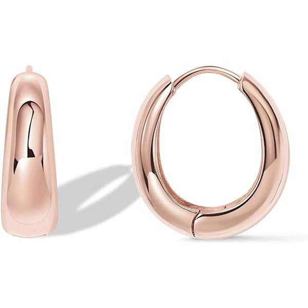 14K Guldpläterade Sterling Silver Post Små Chunky Hoops Örhängen | Tjocka Lätta Guld Hoop Örhängen för Kvinnor