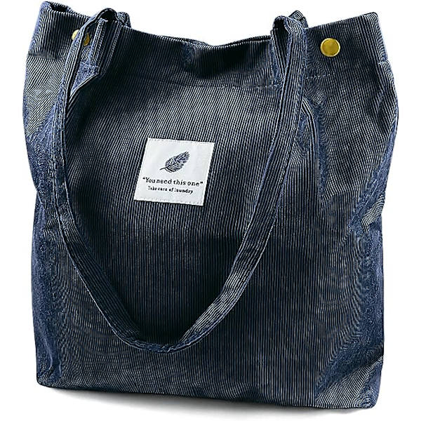Kordväv Tote Bag för kvinnor Canvas Axelväska med Innerficka
