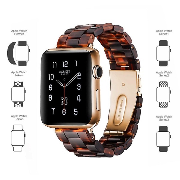 Kompatibel med Apple Watch-remme 38-40mm/42-44mm Serie 5/4/3/2/1, Slank Resin-armbånd -38-40mm-Dyb Honning