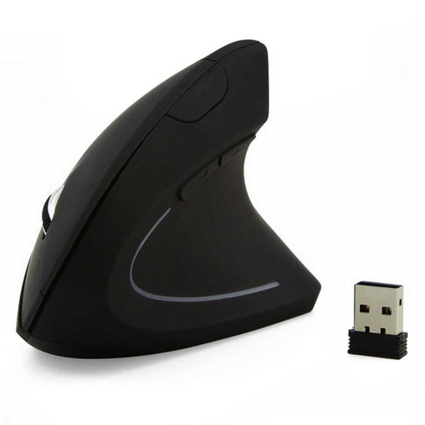 2,4G trådlös vertikal ergonomisk optisk mus Ergonomisk trådlös mus för bärbar dator, PC-svart