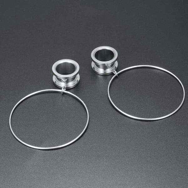 4-20 mm store bøyle øreplugger tunneler for kvinner rustfritt stål dingle øremålere-sølv-10 mm Red