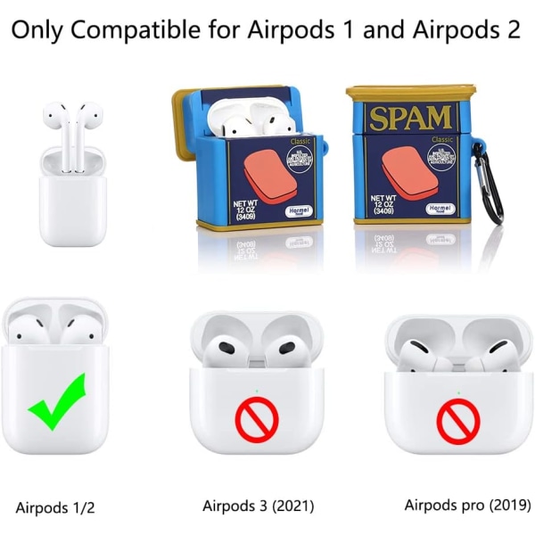 Sööt Airpods 2/1 -sukupolvelle (2019/2016) sopiva kuori, 3D-herkkujuomakuorikuvio, suojaava iskunkestävä kotelo avaimenperällä Airpods EaREuds-Beefille