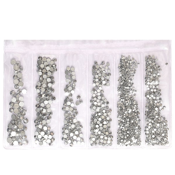 Krystall Rund Negl Drill Flat Bottom Rhinestone - Mine Silvermake up