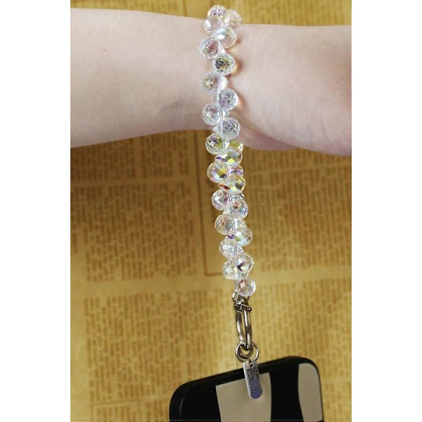 Hvid Perle Telefon Charm Rem, Mode Bling Håndledsrem til Kvinder, Holdbart Multi-Enheds Tilbehør