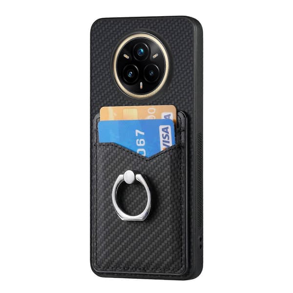 Etui med kortplads, ringholder og stativ til Realme 14 Pro (Sort)