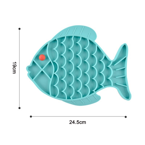 Langsomt foder til kæledyr, slikkemåtte til hunde, sjovt alternativ til langsomt foder til hunde, snuffle-måtte og hundeskåle, fiskeformet langsomt foder til hunde - blå