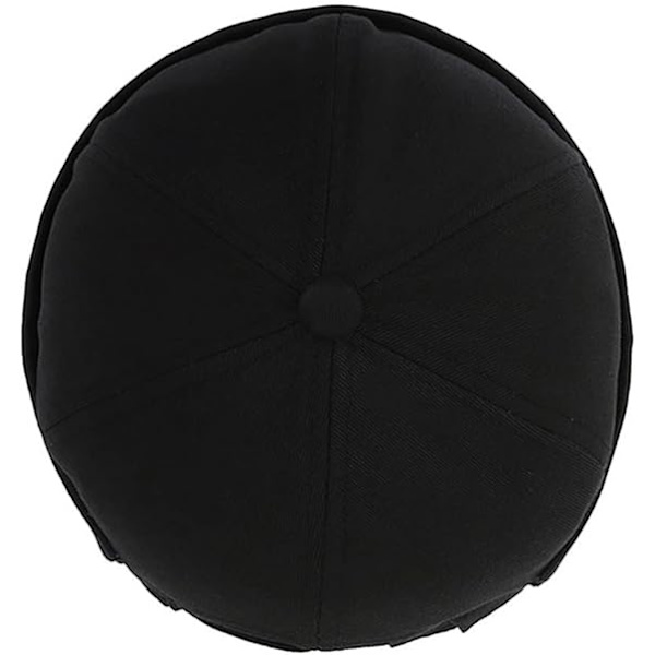 Herre- og damehatt Cap Brimless Hatter Beanie Skull Cap Worker Sailor Cap Rolled Cuff Retro Justerbar（Svart）