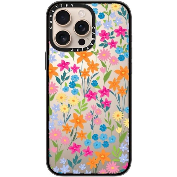Kompakt iPhone 16 Pro Max Deksel [Lettvekt / 1,2 m 2X Militær Grad Fallbeskyttelse/Slank] - Kirsebær - Klar Svart Bright Spring Flowers iPhone 16 Pro Max