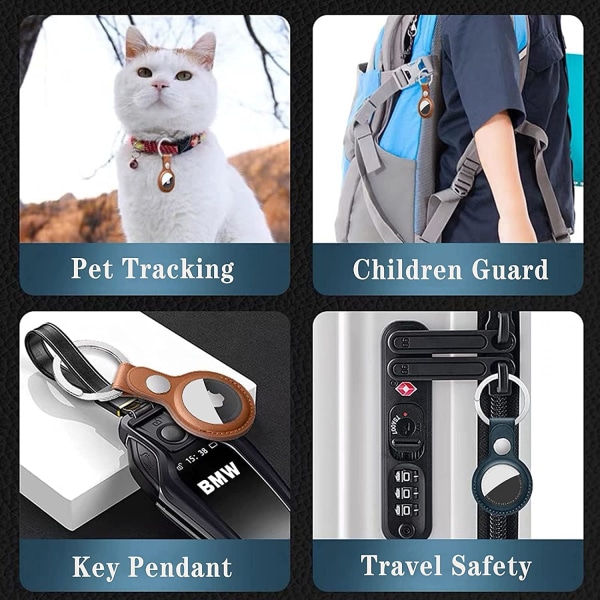 4 st-(blå) Eusty Air Tag-nyckelring för Apple Airtags-hållare, 9-packs skyddande case Tracker, kompatibelt nytt AirTag hundhalsband