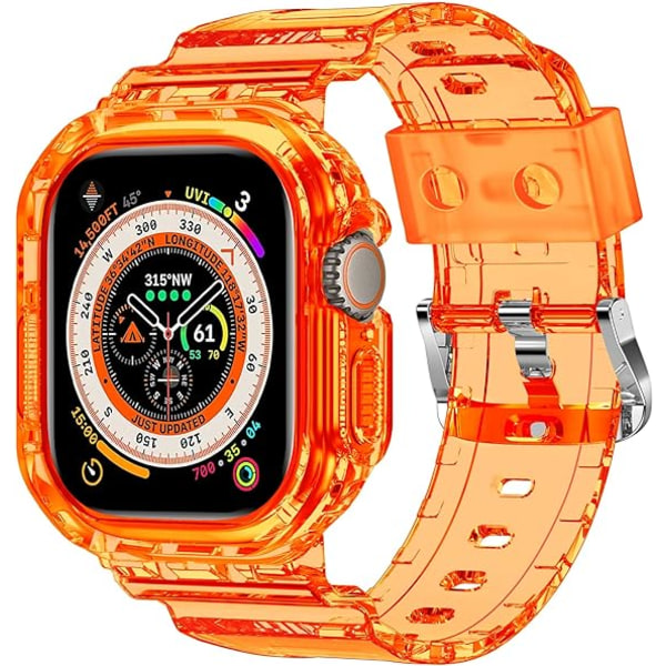 Kompatibel för kristallklara Apple Watch -band, 45 mm 44 mm 42 mm med case för män kvinnor Jelly Case och band