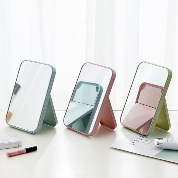 High-definition hopfällbar sminkspegel, bärbar, sminkspegel fyrkantig, studenthem, skrivbord liten spegel.-Liten (15*10cm)-Rosa