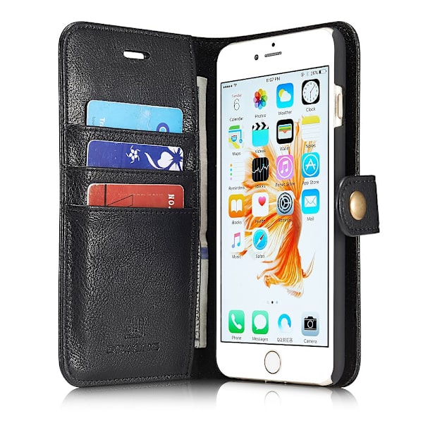 DG.MING etui med magnetisk skal & stativ til iPhone 6/6S, sort sort black