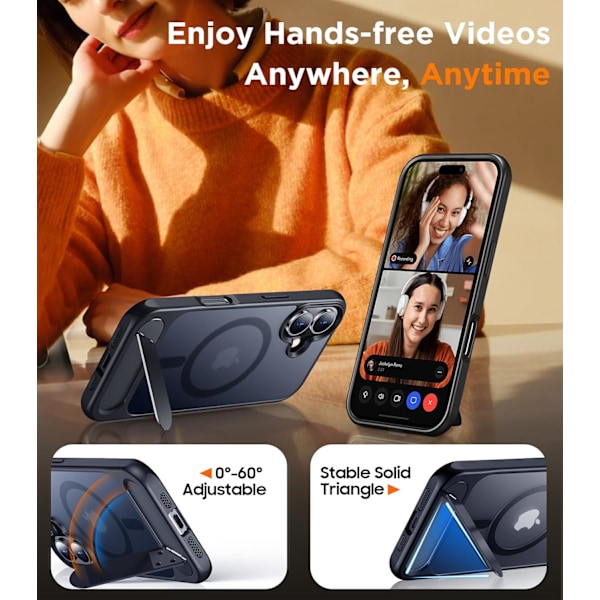 Magneettinen iPhone 16 Pro Max -kotelo, [Sisäänrakennettu näkymätön jalusta][Yhteensopiva MagSafe-tekniikan kanssa] [Sotilastason iskunkestävä] Ohut läpikuultava Desert Brown for iPhone 16 Plus 6.7"
