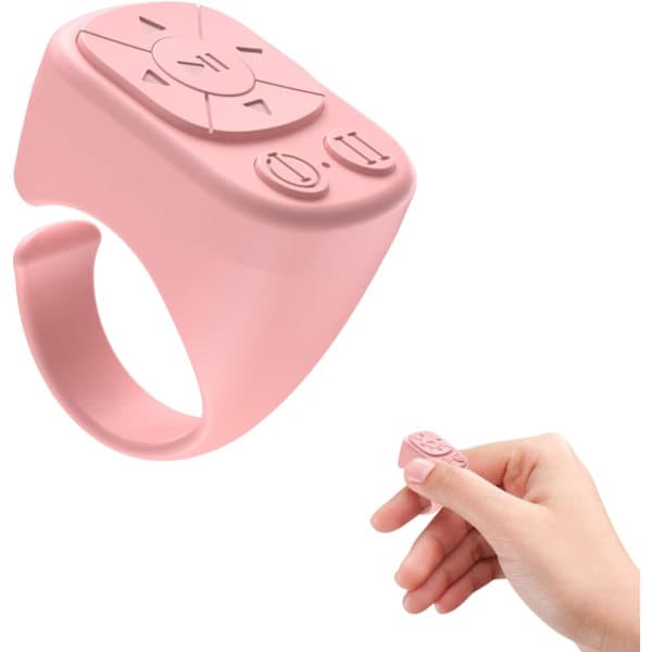 TikTok Ring Remote Control - Bluetooth Remote Control for iPhone and iPad, Camera Button, Video and Music, Compatible with iOS and Android pink pink pink pink