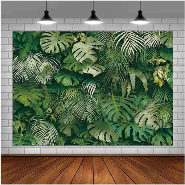 Grön tropisk palmblad bildfotografering bakgrund vinyl 7x5ft djungel safari växter fotobakgrund för hawaiiansk luau festdekor banner
