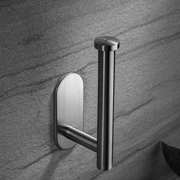 Toalettpappershållare utan borrning för badrum och toalett, rostfritt stål borstat nickel (svart), One Size