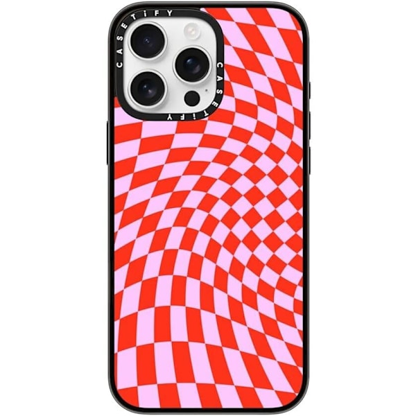 Kompakt iPhone 16 Pro Max Deksel [Lettvekt / 1,2 m 2X Militær Grad Fallbeskyttelse/Slank] - Kirsebær - Klar Svart Strawberry Checkers iPhone 16 Pro Max