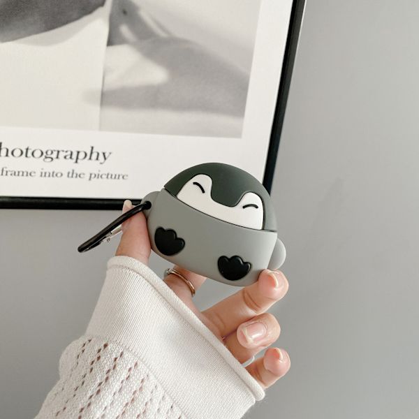 Airpod 3 Fodral, Sött Cartoon Djur Silikonfodral, 3D Roliga Roliga Kits Mjuka Hudfodral Barn Pojkar Tonåringar Flickor (Q Grå Pingvin)
