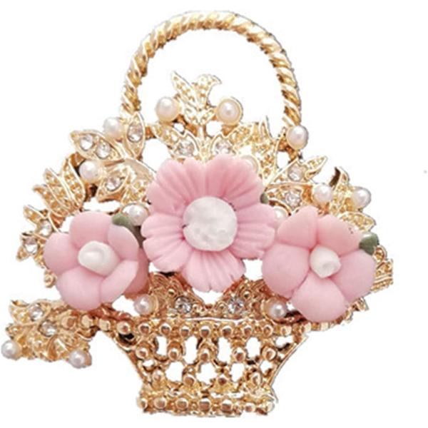 Kvinde Faux Perle Blomster Kurv Brosche Pin Smykker Cardigan Tilbehør, Vintage Mode Brosche Pins til Kvinder Teenagere Piger Håndværk Gave