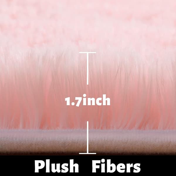 Rosa rund matte for jenters soverom, fluffy matte 4ft X 4ft for barn r
