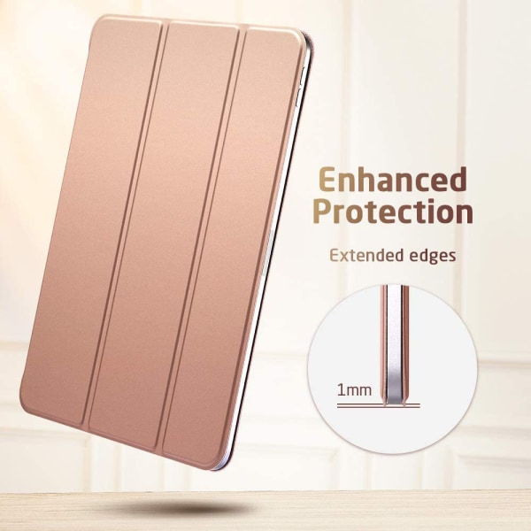 Cover, praktiskt magnetiskt fäste stöder Apple Pencil Pair och laddning Tri-Fold Vertikal Cover-roseguld