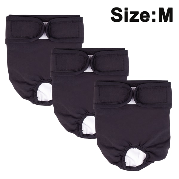 Pack Of 3 Reusable Washable Dog Diapers, Highly AbsoREent Dog Physiological Pants-Size Black M