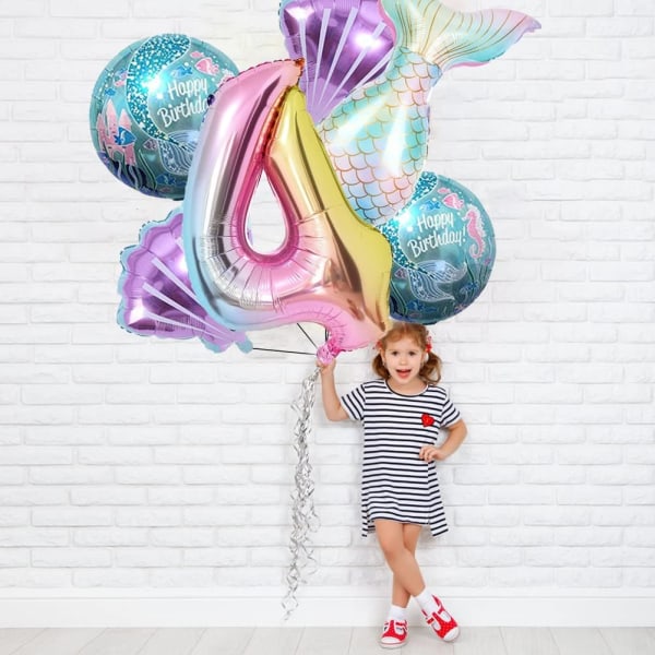 Sjöjungfru födelsedag dekoration sjöjungfru ballonger kit hav ballong sjöjungfru folie ballong sjöjungfru svans ballonger för flickor sjöjungfru fest