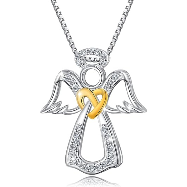 Skyddsängelhalsband för kvinnor i 925 sterling silver, du är min ängel med vingar, hängsmycke, smyckesgåva för flickor