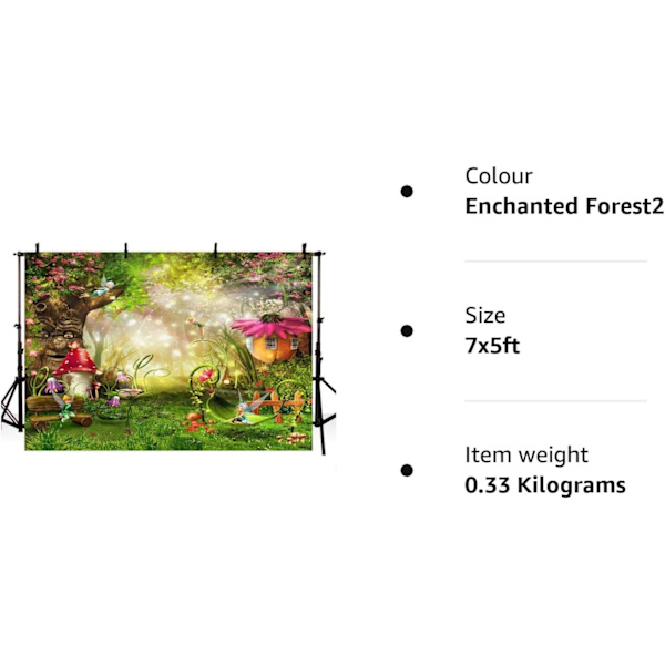 7x5ft Fortryllende Skov Foto Baggrund Eventyr Fødselsdagsfest Dekorationer Banner Baggrunde til Fotografering