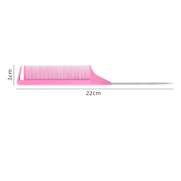 Råttkammar med delningskam: 3-pack råttkammar, lång stålstift råttkam, hårkammar-rosa