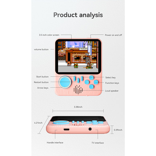 G7 Retro handhållen spelkonsol, 3,5 tums LCD-skärm, bärbar ultratunn videospelsspelare, stöd för TV-anslutning, semesterpresent Gray single player