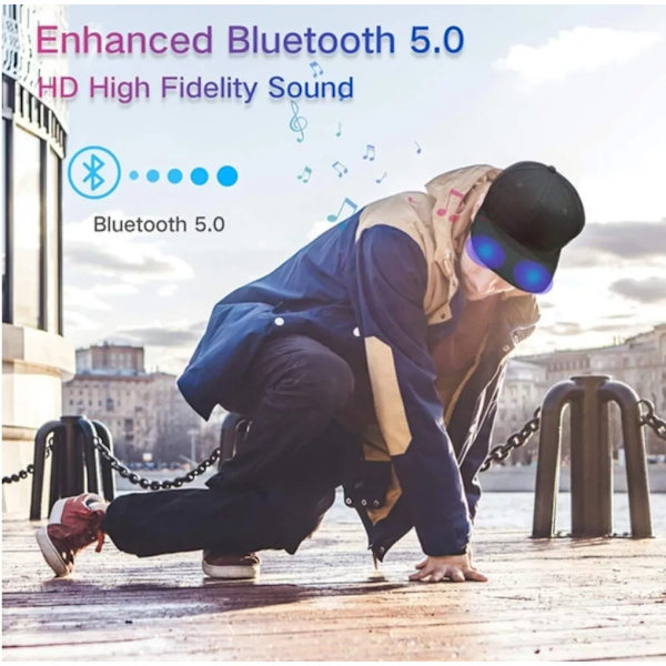 Hatt med Bluetooth-högtalare Bluetooth 5.0 Trådlös Smart Högtalare Basebollkeps för Män Kvinnor Utomhus Sport Fitness Huvudomkrets: 23.62 tum svart