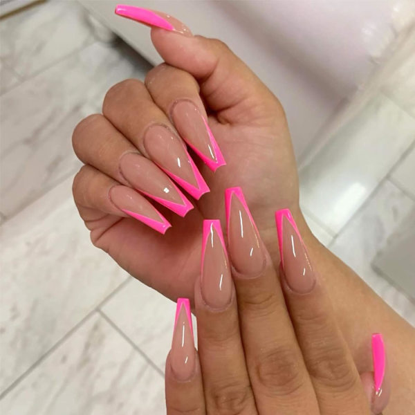 Kød Pulver Pink Lang Negle Patchmake up
