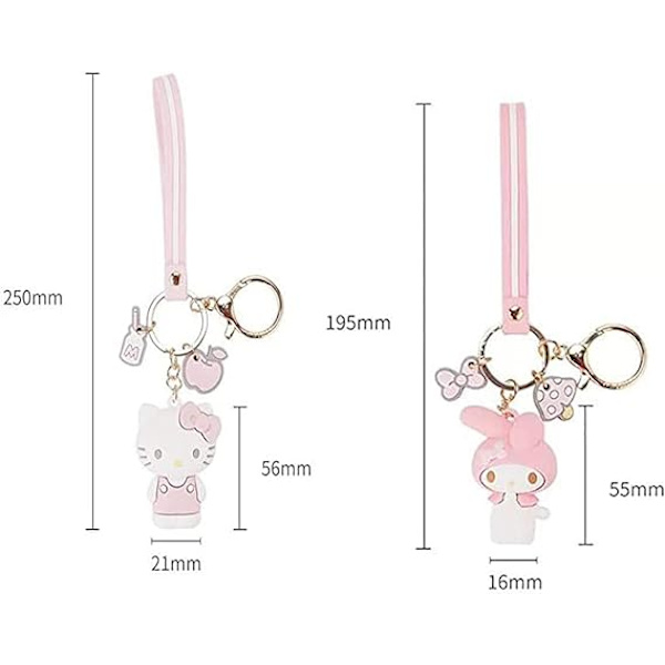 2 stk. Søde Kawaii Tilbehør Anime Nøglering Sød Nøglering Nøglering Nøglepung Håndtaske Bilcharms - My Melody+KT Cat