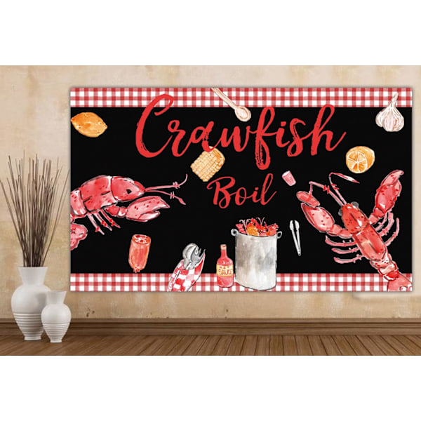 Stort banner til krebsegilde - baggrundsbanner til krebsegilde - dekoration til krebsegilde - festartikler til krebsegilde - baggrund til krebsegilde - 6x3,6FT
