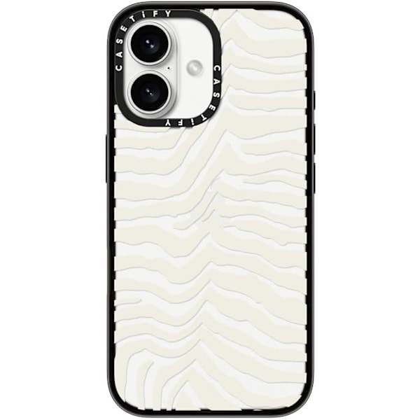 Kompakt iPhone 16 Pro Max Deksel [Lettvekt / 1,2 m 2X Militær Grad Fallbeskyttelse/Slank] - Kirsebær - Klar Svart Zebra Stripe iPhone 16