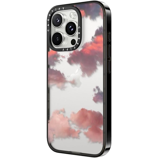Kompakt iPhone 16 Pro Max Deksel [Lettvekt / 1,2 m 2X Militær Grad Fallbeskyttelse/Slank] - Kirsebær - Klar Svart Clouds (Red) iPhone 16 Pro Max