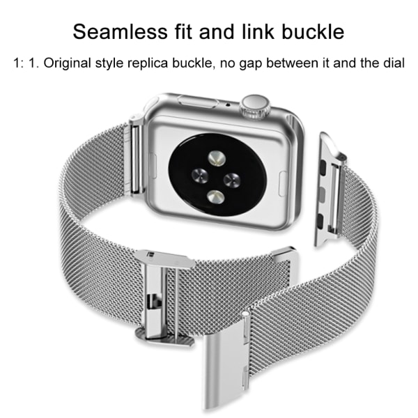 Kompatibelt Apple Watch-armband 38-40 mm/42-44 mm, ersättning i rostfritt stål med ringspänne - 38/40 mm silver