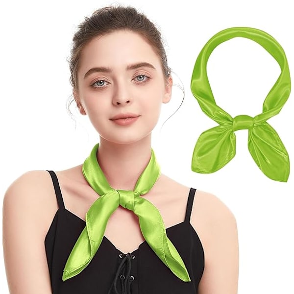 Silkefølelse Sjal Kvadrat Chiffon Sjal Ensfarvet Bandanas Retro Sjal til Kvinder Hals Sjal Taske Sjal