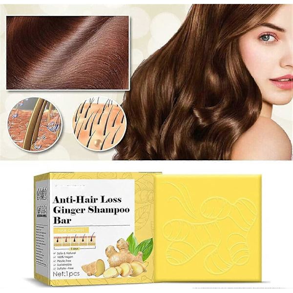 Ingefærshampoo-sæbe, hårvækstshampoo-bar, solid shampoo-bar, hårgenvækstshampoo-sæbe