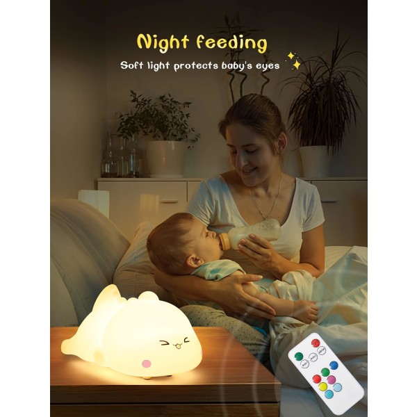 Dinosaur Nursery Night Lights med fjärrkontroll, 7-färgs bordslampa, rumsdekoration, USB uppladdningsbar, söta LED flerfärgade presenter till baby, barn, småbarn