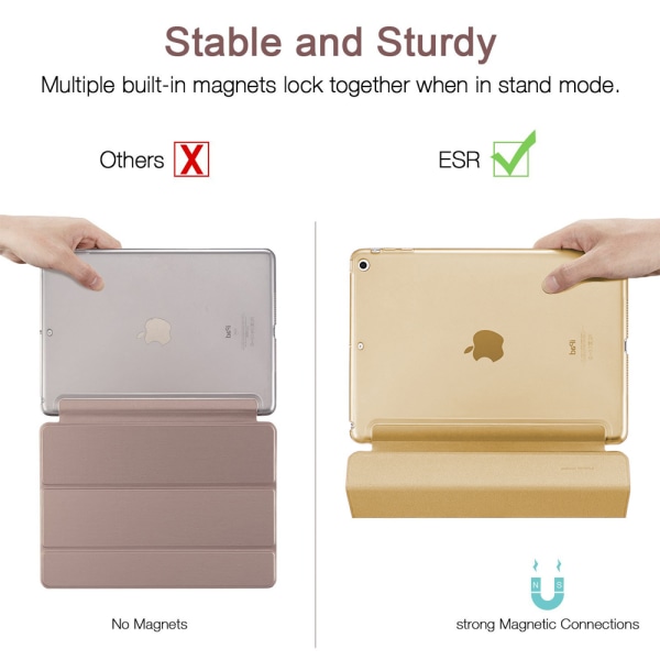 Smart Case kompatibel med iPad Air 2, genomskinligt matt bakre magnetiskt fodral med automatisk sömn/väckning - guld