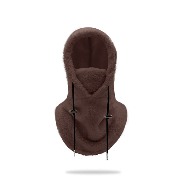 Sherpa-huppu Ski-maski Talvi Balaclava Kylmä Sää Tuulenpitävä Säädettävissä Lämmin Huppu Peite Hattu Lippis Huivi 54*33cm brown